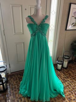 Sherri Hill Green Size 00 Floor Length Military A-line Dress on Queenly