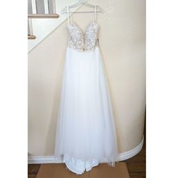 Style Off White Filigree Sequined Sweetheart Neckline Ball gown Wedding Dress Bicici & Coty White Size 14 Cotillion Tulle Sequined Embroidery Ball gown on Queenly