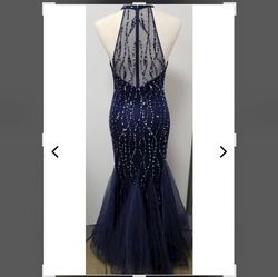 Camille La Vie Blue Size 6 Floor Length Prom Mermaid Dress on Queenly