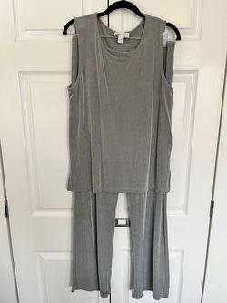 Coldwater Creek Silver Size 8 Floor Length Casual Grey Jumpsuit Dress on Queenly
