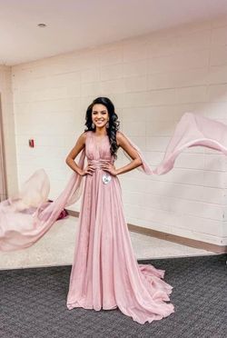 Tarik Ediz Pink Size 0 Pageant Floor Length A-line Dress on Queenly