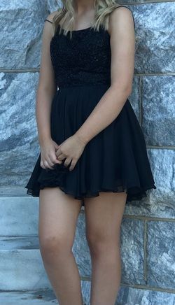 Sherri Hill Black Size 6 Flare Square Corset Homecoming Cocktail Dress on Queenly