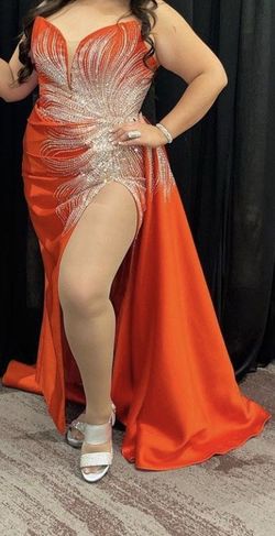 Orange Size 14 Side slit Dress on Queenly