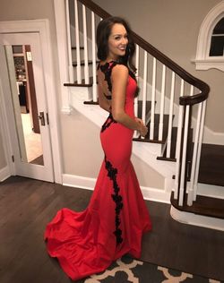 Pia Michi Red Size 6 Prom Train Military Mermaid Dress on Queenly