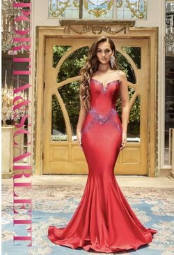 Style P22242 Portia and Scarlett Red Size 0 Tall Height Floor Length Medium Height Prom Mermaid Dress on Queenly