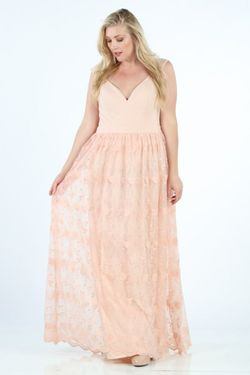 Style m24676p Maniju Pink Size 22 Plus Size Bridgerton Floor Length A-line Dress on Queenly