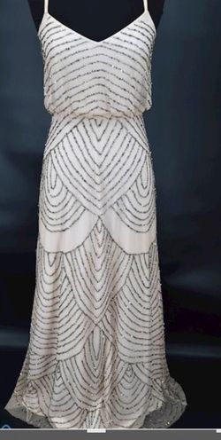 Adrianna Papell Silver Size 2 Sequined Swoop Straight Dress on Queenly