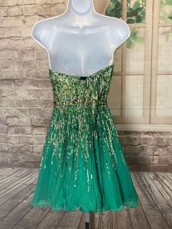 Sherri Hill Green Size 12 Sequined Plus Size Cocktail Dress on Queenly