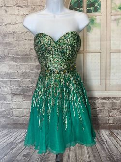 Sherri Hill Green Size 12 Sequined Plus Size Cocktail Dress on Queenly