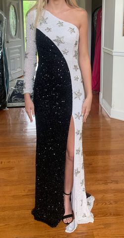Sherri Hill Black Size 0 Prom Sequined Side Slit Straight Dress on Queenly