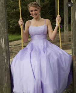 Amarra Purple Size 4 Glitter Lavender Square Ball gown on Queenly