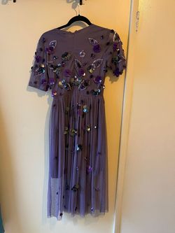 Lace and Beads Purple Size 0 Wedding Guest Military A-line Dress on Queenly