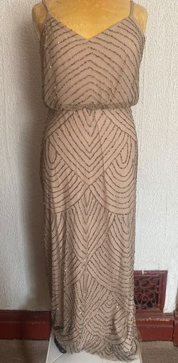 Adrianna Papell Nude Size 16 Straight Plunge A-line Dress on Queenly