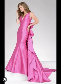 Jovani Pink Size 10 Prom Train Plunge Mermaid Dress on Queenly