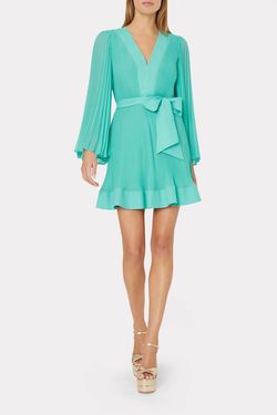 Style 1-1534125977-1901 MILLY Green Size 6 Mini Bell Sleeves Polyester Cocktail Dress on Queenly
