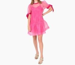 Style 1-2599755266-2696 Emily McCarthy Pink Size 12 Sleeves Velvet Barbiecore Cocktail Dress on Queenly