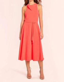 Style 1-570022710-3236 Amanda Uprichard Orange Size 4 Midi Tall Height High Neck Cocktail Dress on Queenly