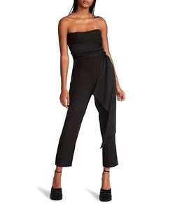 Style 1-2193425572-2696 STEVE MADDEN Black Size 12 Floor Length Polyester Jumpsuit Dress on Queenly
