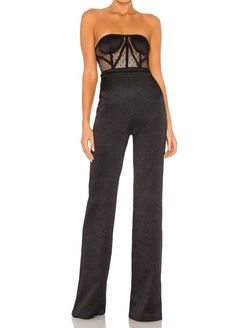 Style 1-3115860003-2901 ALEXIS Black Size 8 Polyester Wedding Guest Corset Strapless Jumpsuit Dress on Queenly