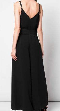 Style 1-3321554653-1498 cinq a sept Black Size 4 Polyester V Neck Plunge Jumpsuit Dress on Queenly