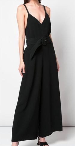 Style 1-3321554653-2168 cinq a sept Black Size 8 Free Shipping Tall Height Polyester Belt Floor Length Jumpsuit Dress on Queenly