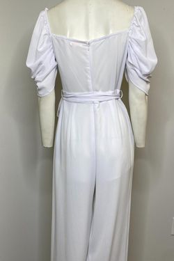 Style 1-4128706086-2901 LUXXEL White Size 8 Satin Casual Jumpsuit Dress on Queenly