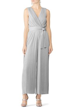 Style 1-664996546-3855 SAYLOR Silver Size 0 Keyhole Print Belt Shiny Jumpsuit Dress on Queenly