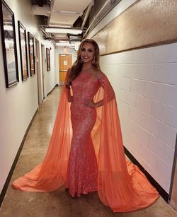 Sherri Hill Orange Size 0 Swoop Sequined Train Dress on Queenly