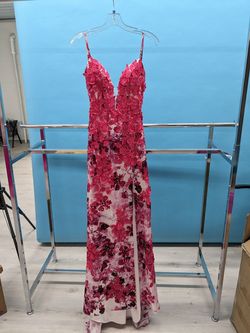 Jovani Pink Size 2 Black Tie Side slit Dress on Queenly