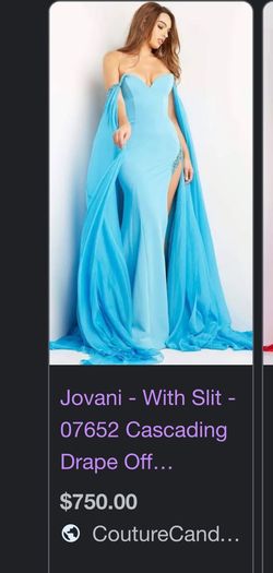 Jovani Blue Size 4 Prom Side slit Dress on Queenly