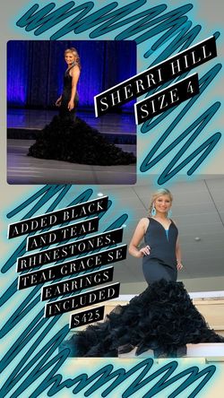 Sherri Hill Black Size 4 Prom Plunge Mermaid Dress on Queenly