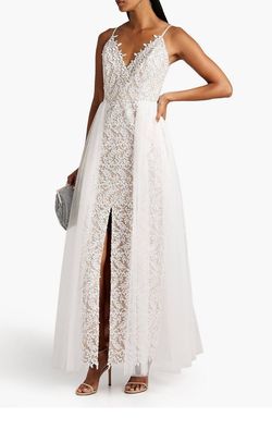 Aidan Mattox White Size 4 Lace 50 Off Engagement Straight Dress on Queenly