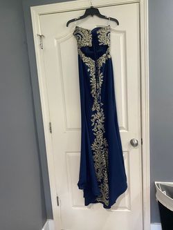 2 Cute Blue Size 0 Military Prom Straight Dress on Queenly