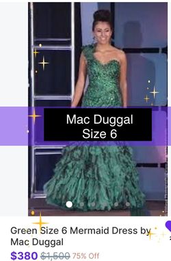 Style 215150 Mac Duggal Green Size 6 70 Off Medium Height Jersey Mermaid Dress on Queenly