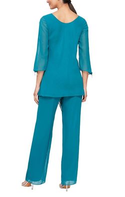 Style 8192004 Alex Evening Blue Size 18 Teal Tall Height Floor Length Jumpsuit Dress on Queenly
