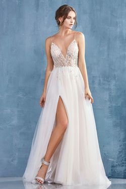 Style A0672W Andrea & Leo Couture White Size 10 Tall Height Flare A-line Dress on Queenly