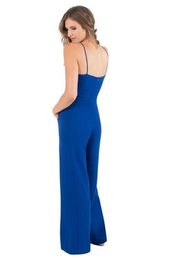 Style JOAQUIN JUMPSUIT Black Halo Blue Size 12 Floor Length Jumpsuit Dress on Queenly