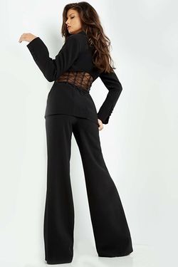 Style 7227 Jovani Black Size 6 Two Piece Tall Height Pageant Jumpsuit Dress on Queenly