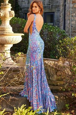 Style 8099 Jovani Blue Size 0 Pageant Fitted Mermaid Dress on Queenly