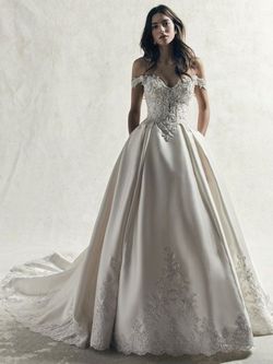 Style YYCS+9SS091 Maggie Sottero White Size 10 Tall Height Lace Cap Sleeve Cotillion Ball gown on Queenly