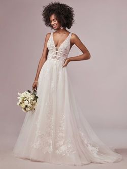 Style 9RT827 Maggie Sottero White Size 12 Floor Length Tall Height Ivory Plus Size A-line Dress on Queenly