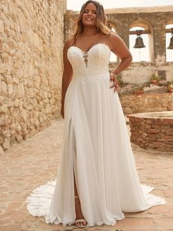 Style 22MC553C Maggie Sottero White Size 22 Long Sleeve Plus Size Floor Length A-line Dress on Queenly