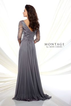 Style 116950 Mon Cheri Silver Size 16 Gray A-line Dress on Queenly