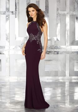 Style 71625 MoriLee Purple Size 8 Jersey Jewelled Mermaid Dress on Queenly