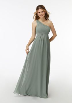 Style 21738 MoriLee Green Size 26 Plus Size Tall Height One Shoulder A-line Dress on Queenly