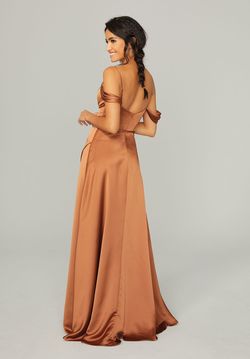 Style 21751 MoriLee Orange Size 12 Bridesmaid Black Tie Side slit Dress on Queenly