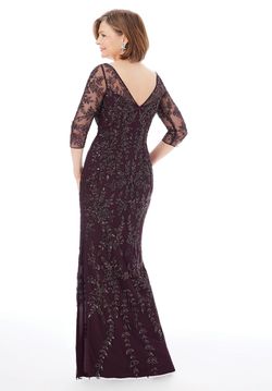 Style 72232 MoriLee Purple Size 4 Black Tie Sleeves Tall Height Side slit Dress on Queenly