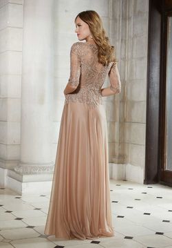 Style 72618 MoriLee Nude Size 16 Floor Length Shiny Plus Size A-line Dress on Queenly