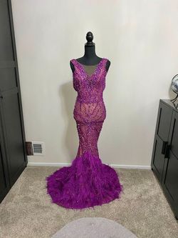 Albina Dyla Purple Size 00 Prom Midi Medium Height Mermaid Dress on Queenly
