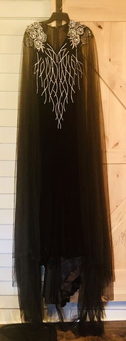 Johnathan Kayne Black Size 10 Tulle Train Mermaid Dress on Queenly